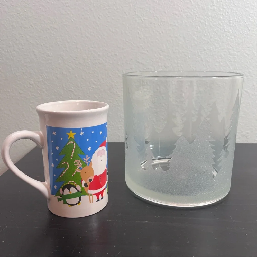 Frosted Pine Forest Glass Cylinder Vase - 5.5